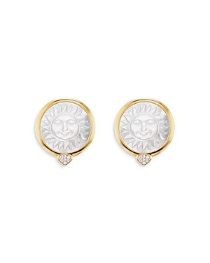 Marina B 18K Yellow Gold Soleil Diamond & Mother-Of-Pearl Stud Earrings