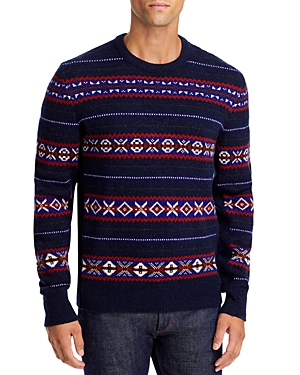 Rag & Bone Wesley Fair Isle Wool Crewneck Sweater In Navy Multi