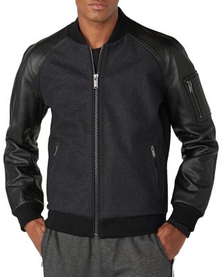 KARL LAGERFELD PARIS Mixed Media Bomber Jacket Bloomingdale's