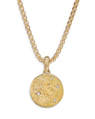 18K Yellow Gold Diamond Zodiac Amulet Pendant