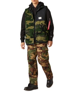 Alpha Industries Fleece Camouflage Mixed Media Utility Vest In