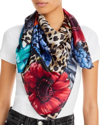 Echo - Mixed Print Silk Square Scarf