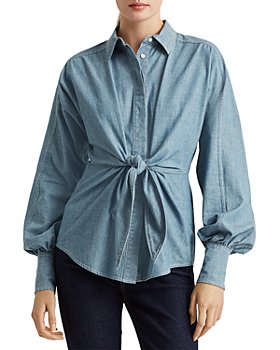Ralph Lauren - Cotton Chambray Tie Front Shirt