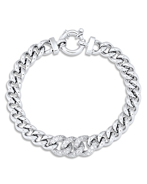 Alberto Amati Sterling Silver Diamond Curb Link Chain Bracelet