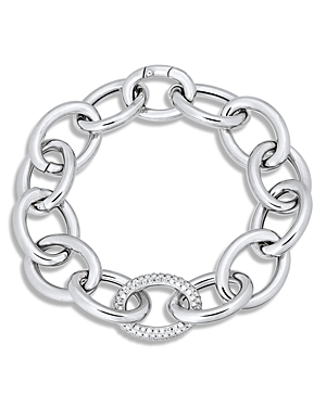 Alberto Amati Sterling Silver Diamond Oval Link Chain Bracelet