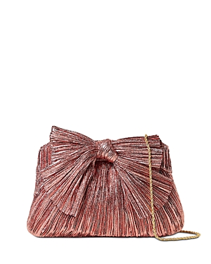 Loeffler Randall Women's Rayne Knotted Lamé Satin Clutch In Metallic Rose