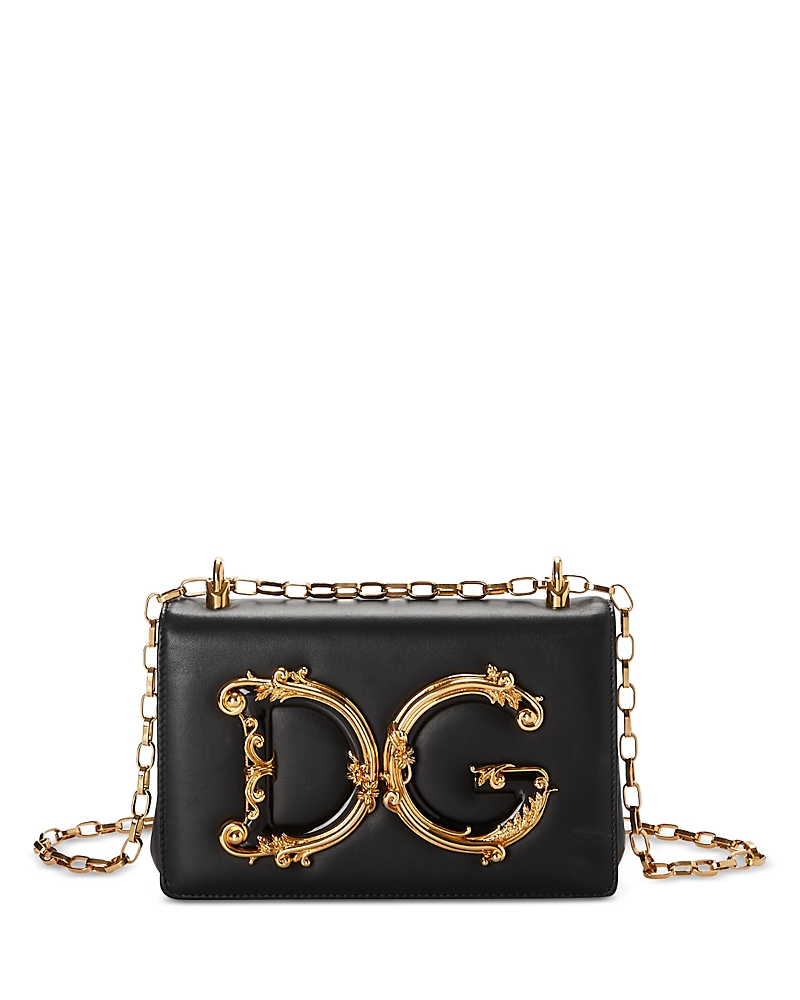 Dolce & Gabbana Nappa Leather Dg Girls Shoulder Bag In Black