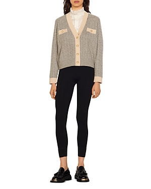 SANDRO JANE CABLE KNIT WOOL & CASHMERE CARDIGAN,SFPCA00441