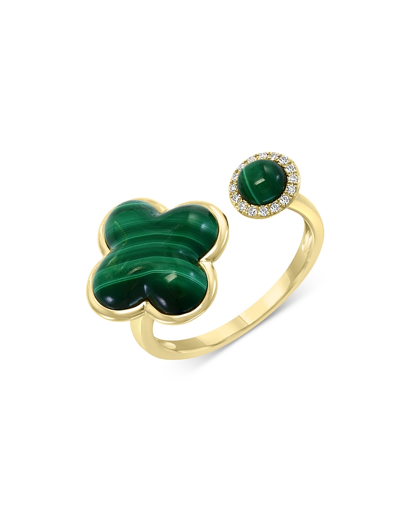 Bloomingdale's Fine Collection Malachite & Diamond Accent Open Ring in 14K Yellow Gold