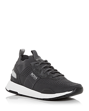 Hugo Boss Men's Titanium Knit Low Top Sneakers In Dark Gray