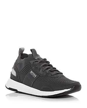 HUGO BOSS MEN'S TITANIUM KNIT LOW TOP SNEAKERS