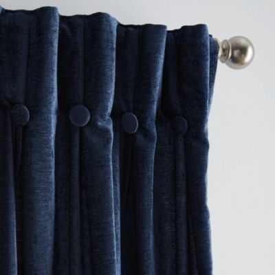 Classic Chenille 84&amp;quot; x 32&amp;quot; Inverted Pleat With Button Curtain Panel, Pair