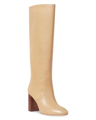 tall tan leather boots with heel