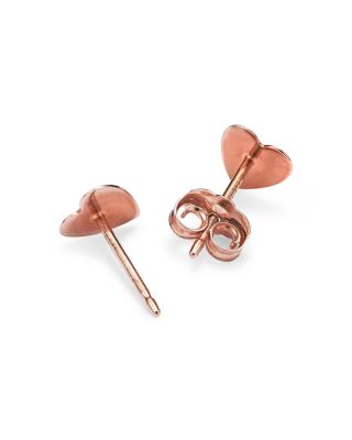 14K Gold Medium Heart Stud Earrings 