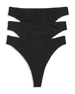 Honeydew Linds Ribbed High-cut Bikinis, Set Of 3 In Black/black/black
