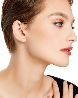 Colorless Certified Round Diamond Stud Earring in 18K White Gold, 0.50 tcw&nbsp;