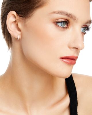 Diamond Mini Hoop Earrings in 14K White Gold, .15 tcw 