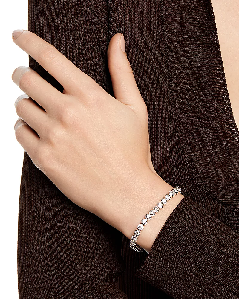 Certified Diamond Tennis Bracelet in 14K White Gold, 8.0 tcw