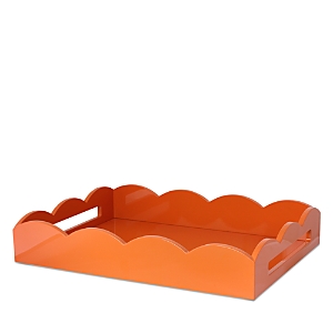 Addison Ross Medium Lacquer Scalloped Serving Tray In Orange