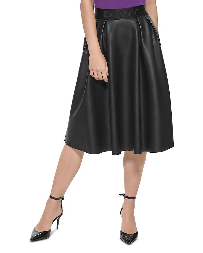 DKNY Faux Leather Midi Skirt | Bloomingdale's