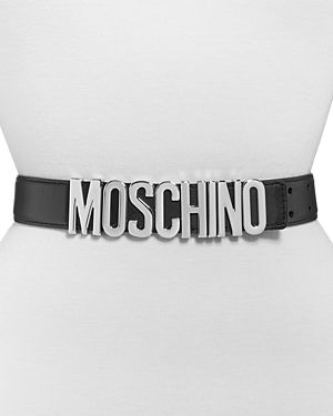 Shop Moschino Women's Logo Buckle Leather Belt In Black Multi