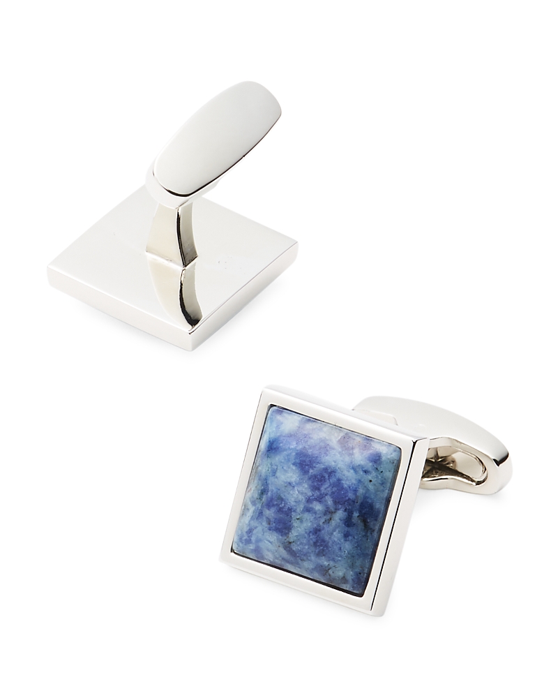Link Up Blue Stone Silver Tone Cuff Links In Blue