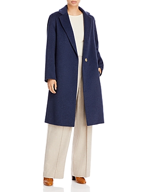 Vince Classic Recycled Polyester Blend Coat In Heather Iris Blue