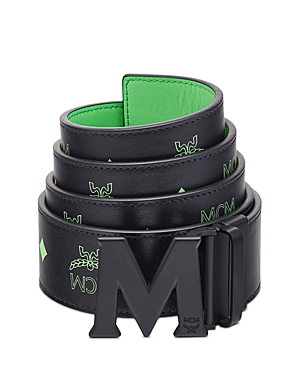 Mcm Men's Claus Reversible M Buckle Belt In Summer Green