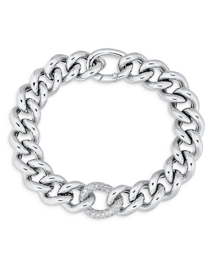 Alberto Amati Sterling Silver Diamond Curb Link Bracelet