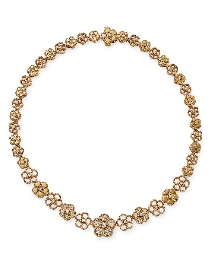 Roberto Coin 18K Yellow Gold Daisy Diamond Graduated Collar Necklace ...