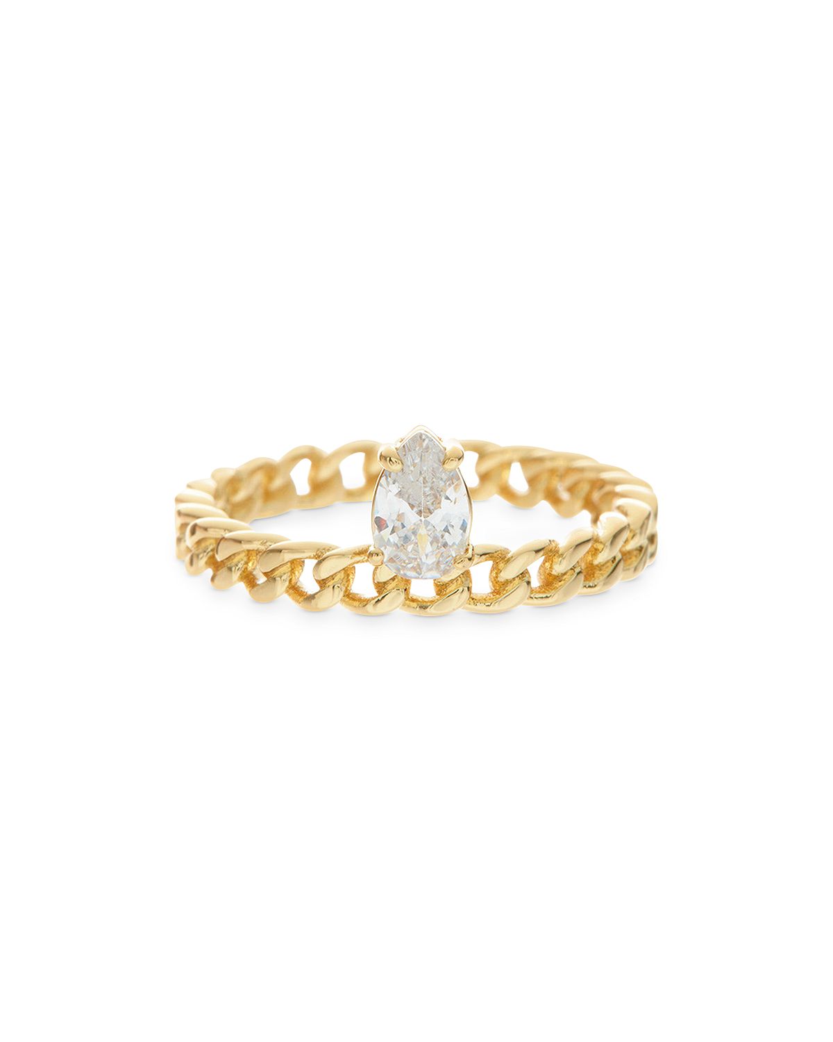 Photo 1 of SIZE 5 Luv AJ Cubic Zirconia Pave Ring In Gold-Tone Bianca Stone Ring