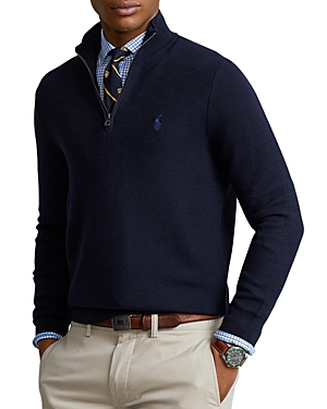 Polo Ralph Lauren Cotton Quarter-zip Sweater In Heather Navy