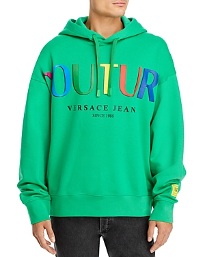 Versace Jeans Couture Logo-print Cotton Hoodie In Green