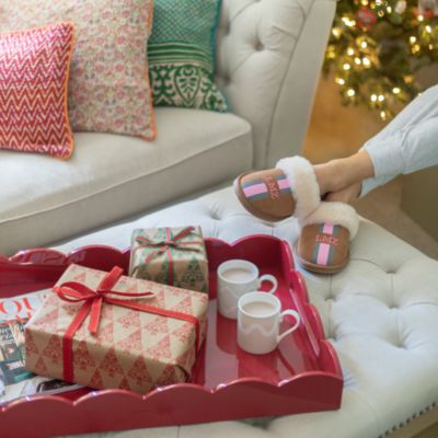 Large Lacquer Scalloped Ottoman Tray