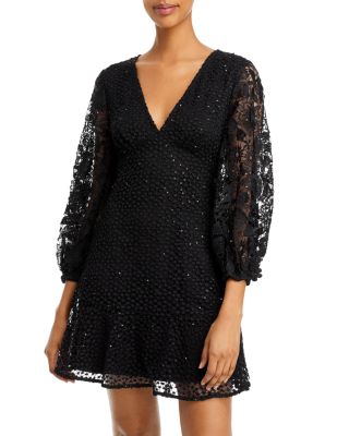 chinese dress ladies Aubrey 3D Lace Trim Mini Dress Black main image 1
