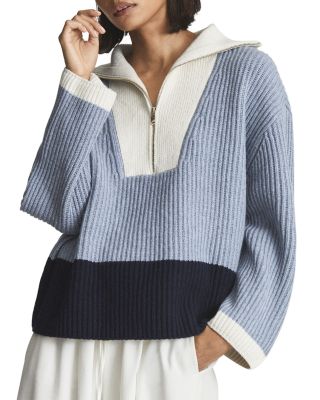 REISS Jackie Half Zip Color Block Jumper | Bloomingdale's