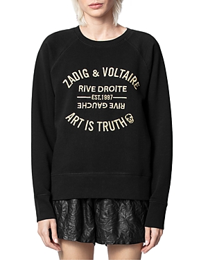 Shop Zadig & Voltaire Message Print Cotton Sweatshirt In Noir