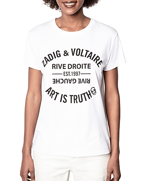 Zadig & Voltaire Crew Neck Graphic Print Top In White