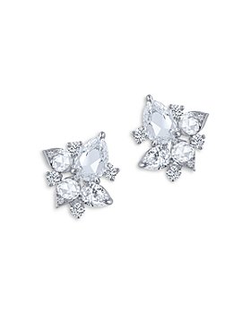 HARAKH - Colorless Diamond Cluster Stud Earrings in 18K White Gold, 1.0 ct. t.w.