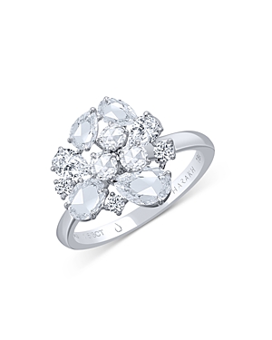 Harakh Colorless Diamond Cluster Ring In 18k White Gold, 1.60 Ct. T.w.