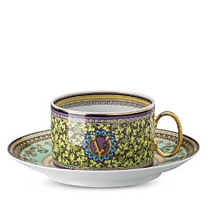 Shop Versace Barocco Mosaic Teacup & Saucer Set In Multi