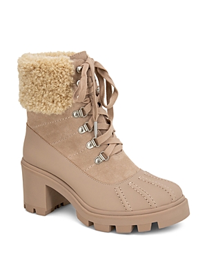 Splendid Women's Faux Shearling Lined Block Heel Cold Weather Booties In Light Sand
