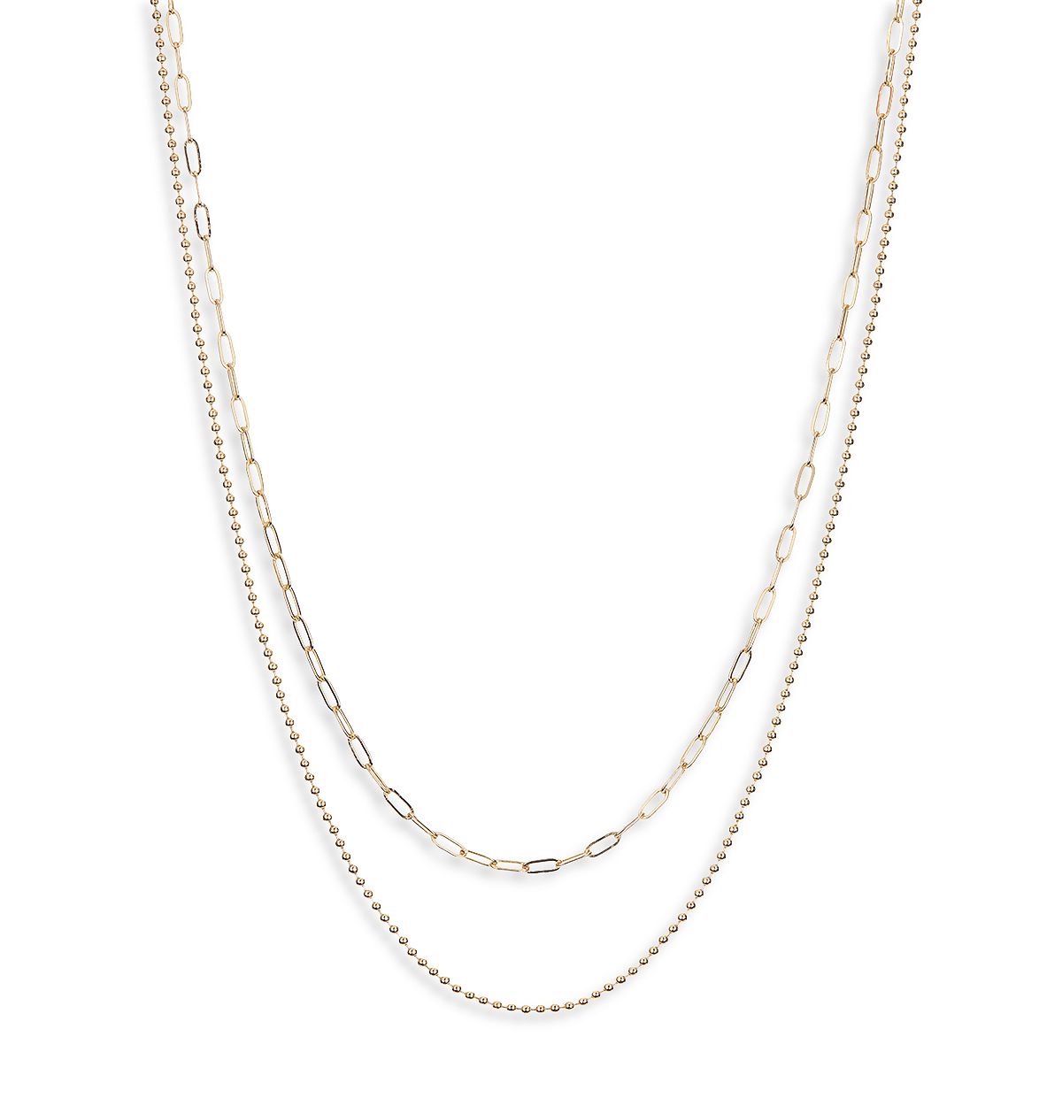 Photo 1 of Double Chain Layered Necklace, 16"-18"