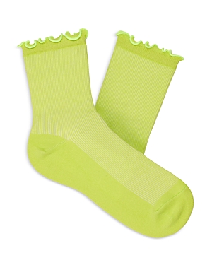 Ugg Karsyn Cotton Blend Lettuce Edge Quarter Socks In Key Lime