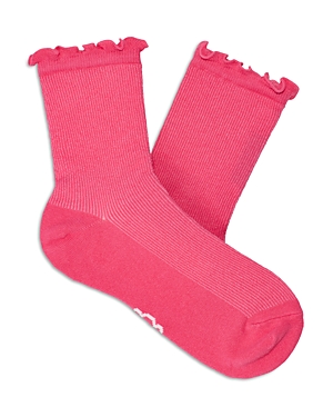 Ugg Karsyn Cotton Blend Lettuce Edge Quarter Socks In Taffy Pink