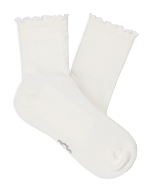 Shop Ugg Karsyn Cotton Blend Lettuce Edge Quarter Socks In White