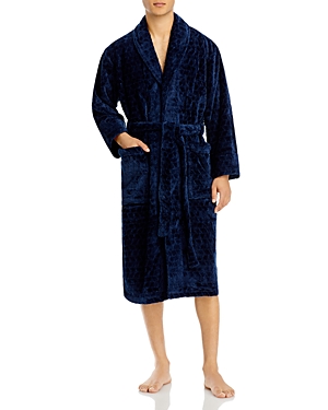Daniel Buchler Plush Chevron Robe In Navy