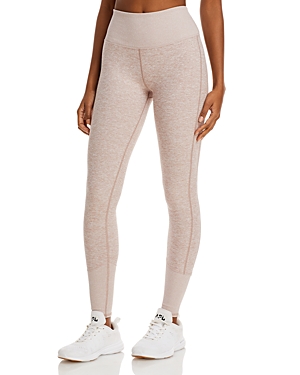 Alo Yoga High-rise Heathered Lounge Leggings In Dusty Pink