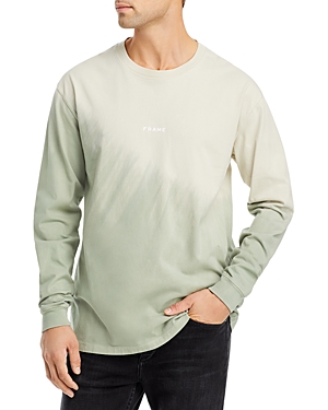Frame Gradient Tie-dyed Logo Print Long-sleeved T-shirt In Milk Beige