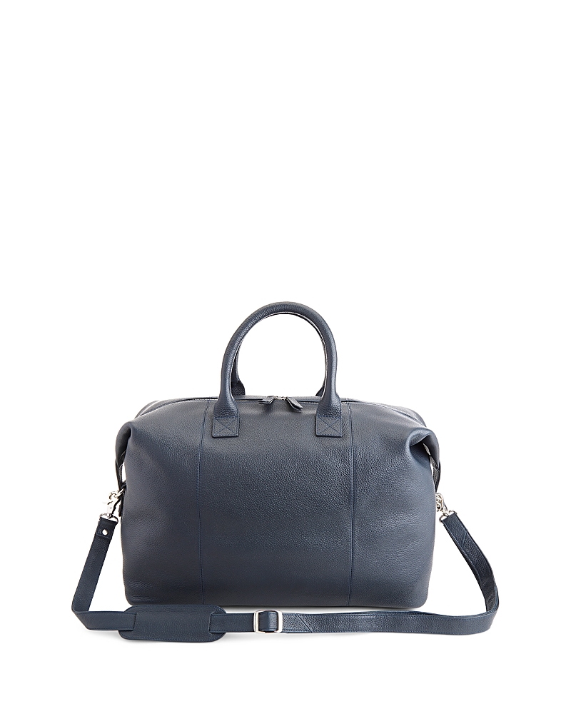 Royce New York Pebble Grain Medium Duffle Bag In Navy Blue